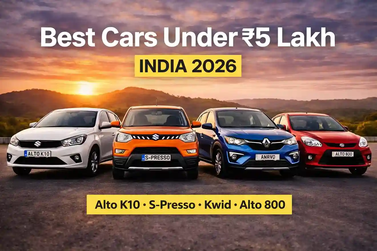 Best cars under 5 lakh in India including Maruti Alto K10 S-Presso Renault Kwid and Alto 800