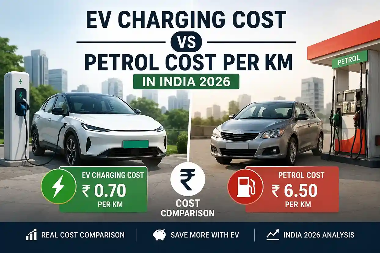 EV Charging Cost vs Petrol Cost Per KM in India 2026