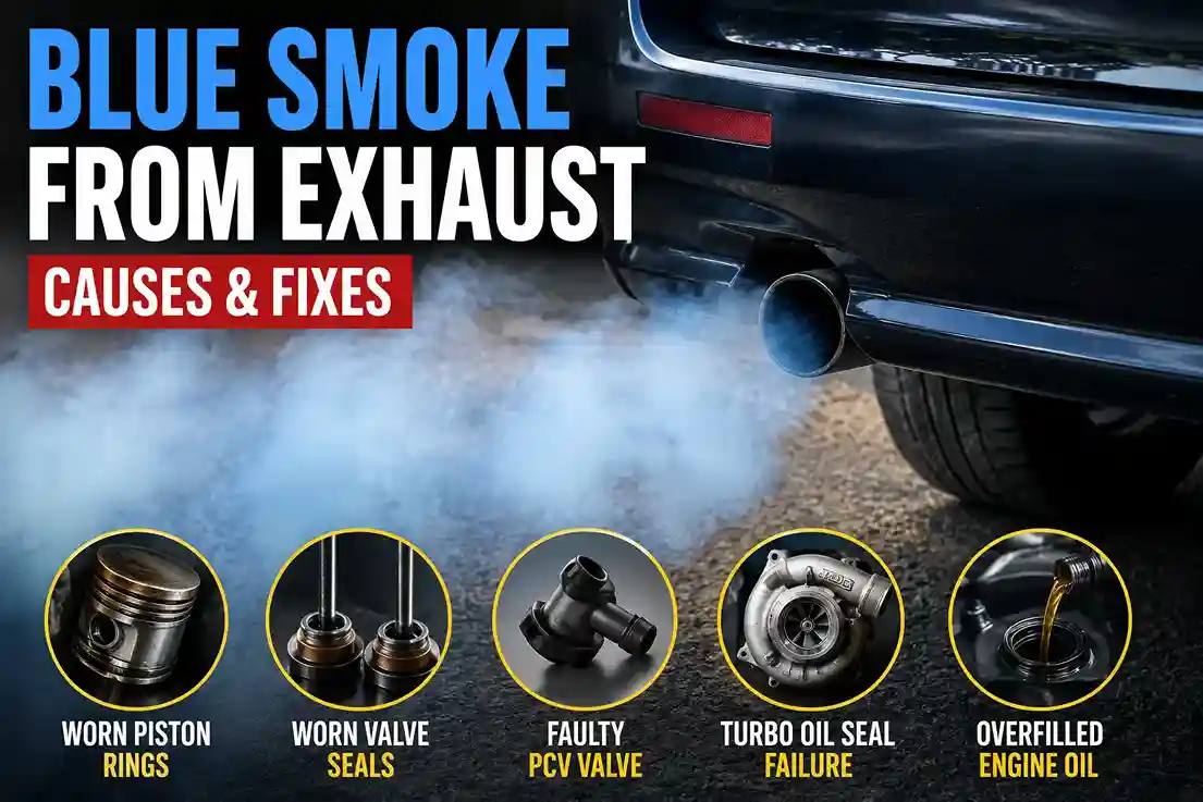Blue Smoke From Exhaust Causes – Engine Oil Burning Symptoms & Fixes