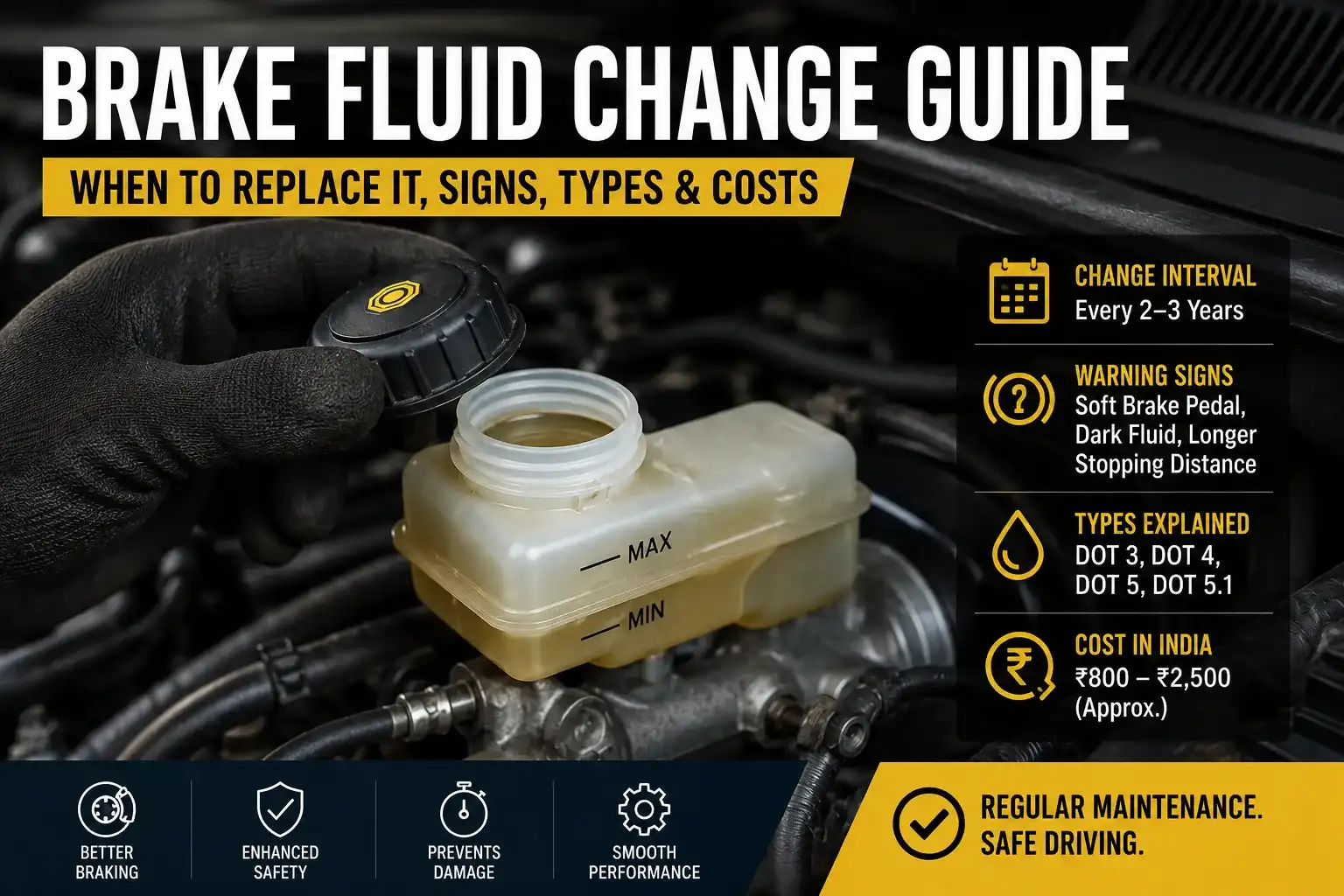 Brake Fluid Change Guide – Signs, Types, Costs & Replacement Process