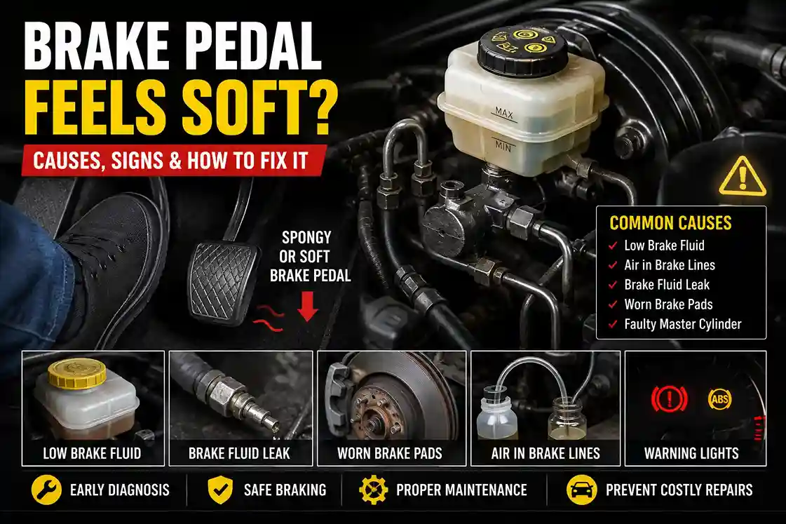 Brake Pedal Feels Soft: Common Causes, Warning Signs & Fixes